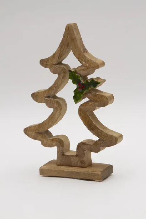 Preview: eko Tannenbaum aus Holz 27cm auf stabilem Sockel