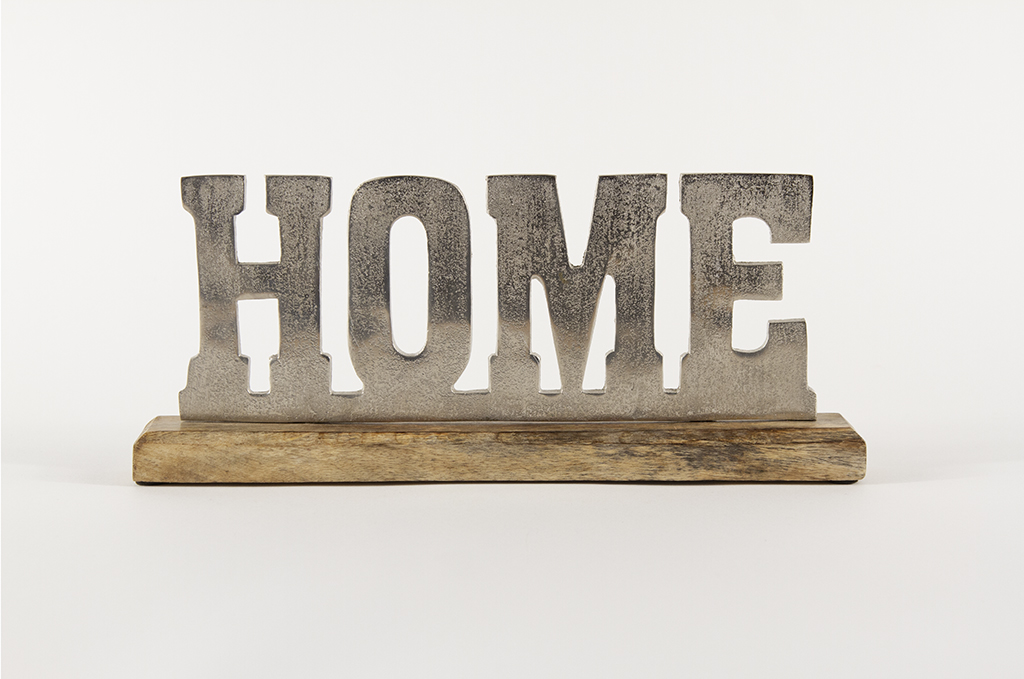 Schriftzug Home aus Metall und Holz | Deko-Buchstaben