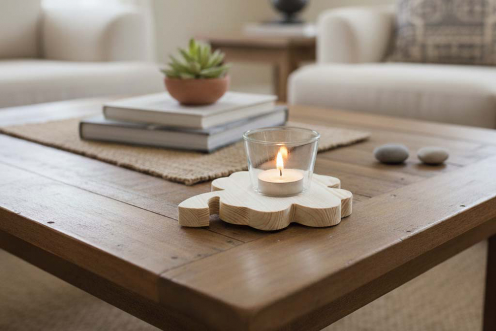 Natürliches Kleeblatt aus Holz – dekorativer Glücksbringer