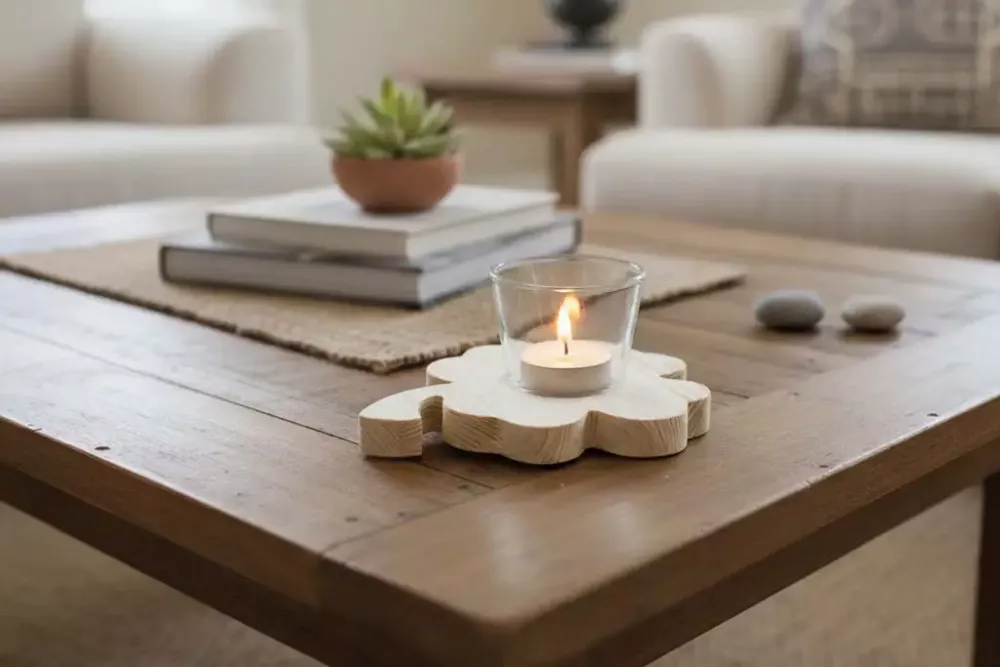 Natürliches Kleeblatt aus Holz – dekorativer Glücksbringer