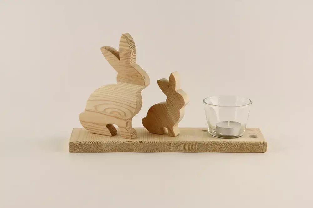 Teelichthalter in Hasenform aus Holz – süße Dekoration für Zuhause