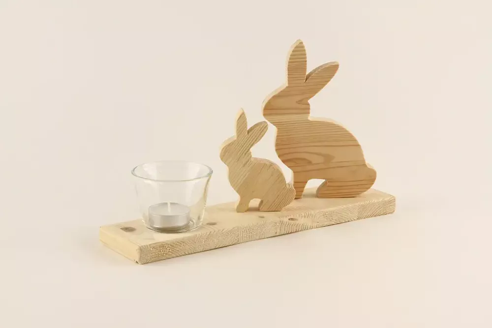 Teelichthalter in Hasenform aus Holz – süße Dekoration für Zuhause