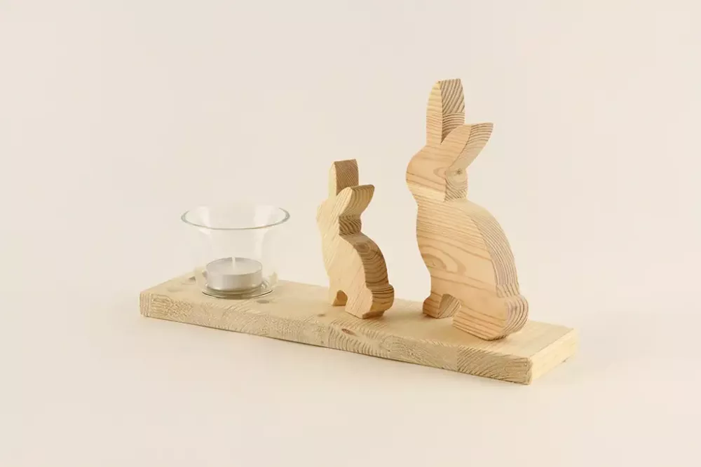 Teelichthalter in Hasenform aus Holz – süße Dekoration für Zuhause