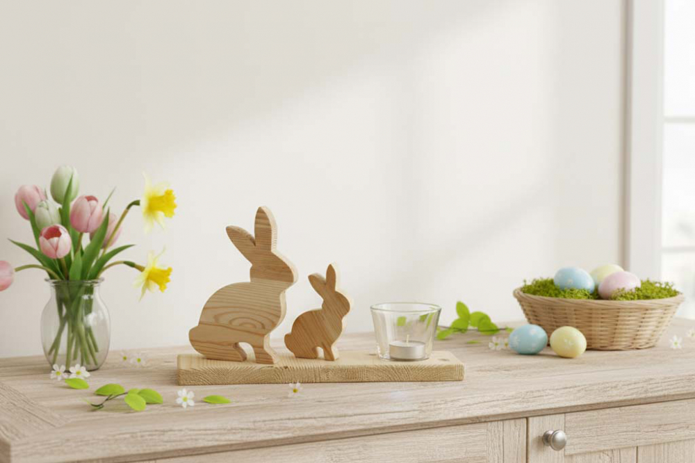 Teelichthalter in Hasenform aus Holz – süße Dekoration für Zuhause