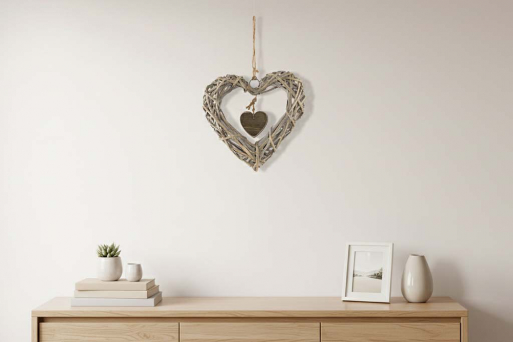 Weidenherz Hängedeko 20 cm – natürlicher Charme für Wand, Fenster oder Tür. Jetzt sichern & dekorieren!