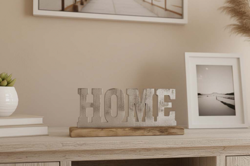 Schriftzug HOME als dekorativer Aufsteller
