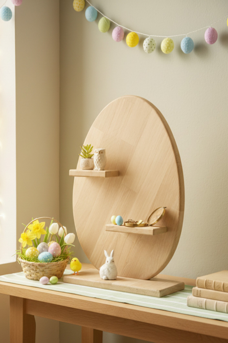 Deko-Osterei aus Eichenholz