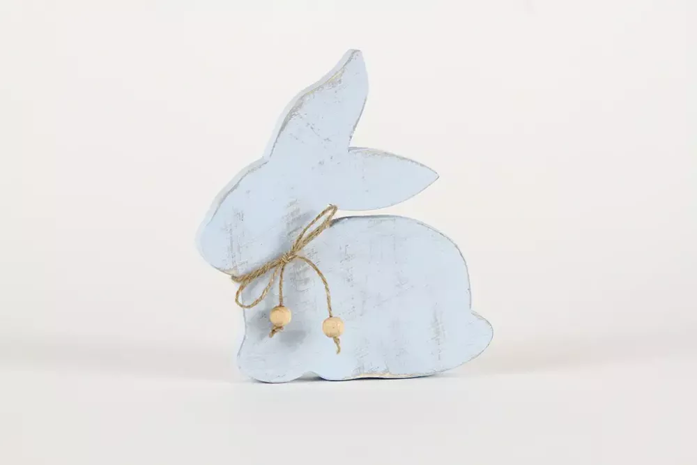 Aufsteller Osterhase aus Holz 15 cm  Shabby Chic blau