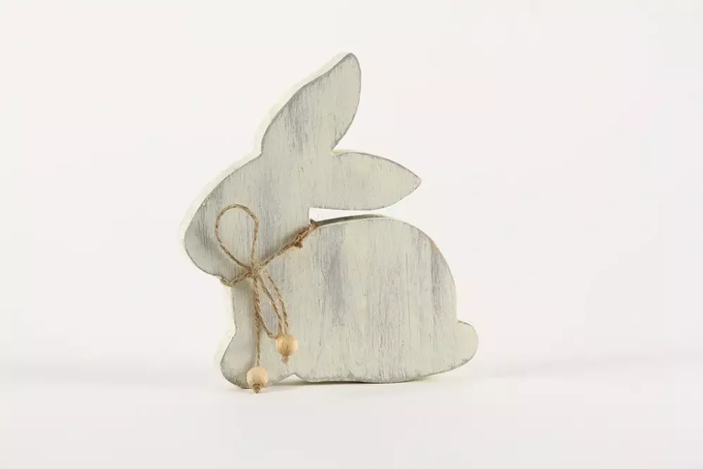 Aufsteller Osterhase aus Holz 15 cm  Shabby Chic gelb