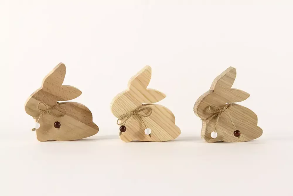 Osterhase aus Holz 11 cm Natur