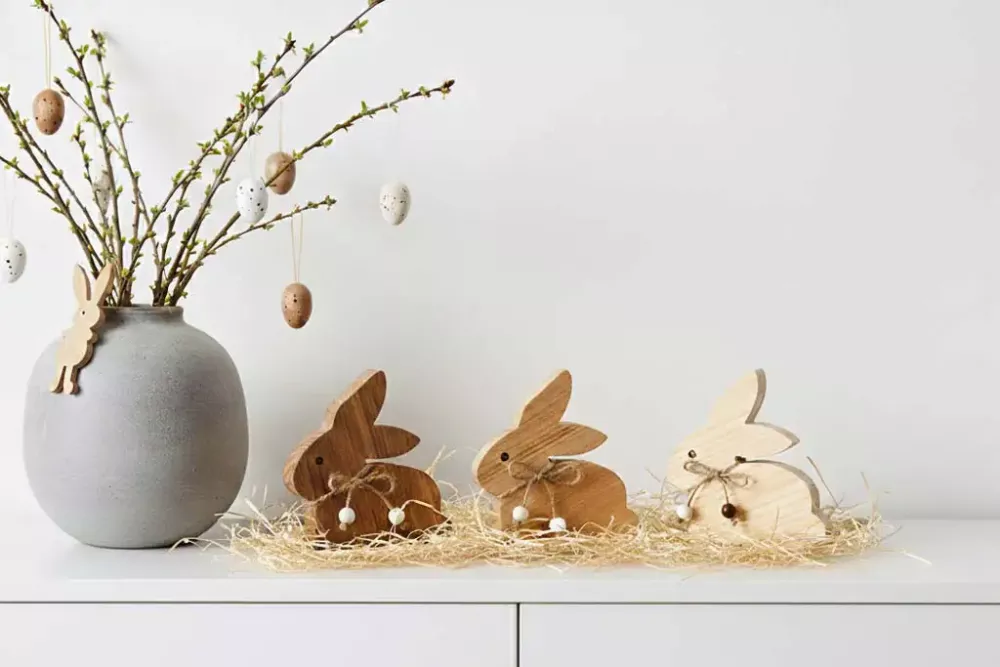 Osterhase aus Holz 11 cm Natur Eiche