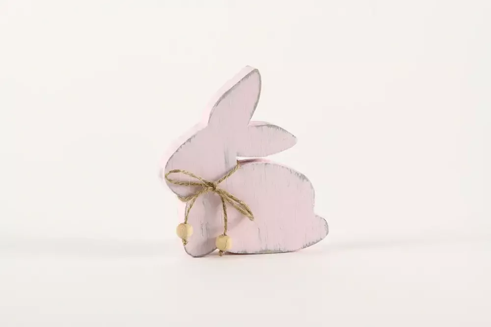 Osterhase aus Holz 11 cm Shabby Chic rose