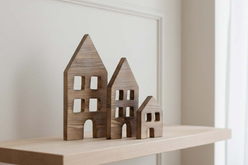 Dekorative Häuser aus Altholz mit gekalkter Oberfläche – Landhausstil Deko