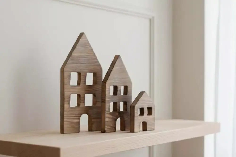 Dekorative Häuser aus Altholz mit gekalkter Oberfläche – Landhausstil Deko