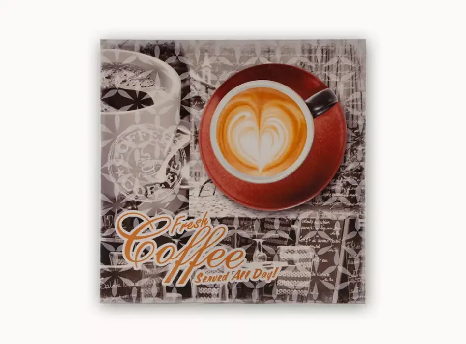 Zweiteiliges Wandbild Set mit Cappuccino und Kaffeebohnen auf Keilrahmen – Ideal für Küche und Essbereich