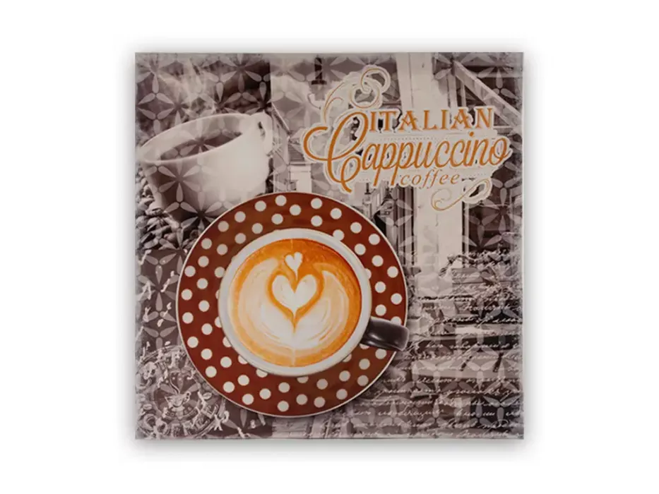 Zweiteiliges Wandbild Set mit Cappuccino und Kaffeebohnen auf Keilrahmen – Ideal für Küche und Essbereich