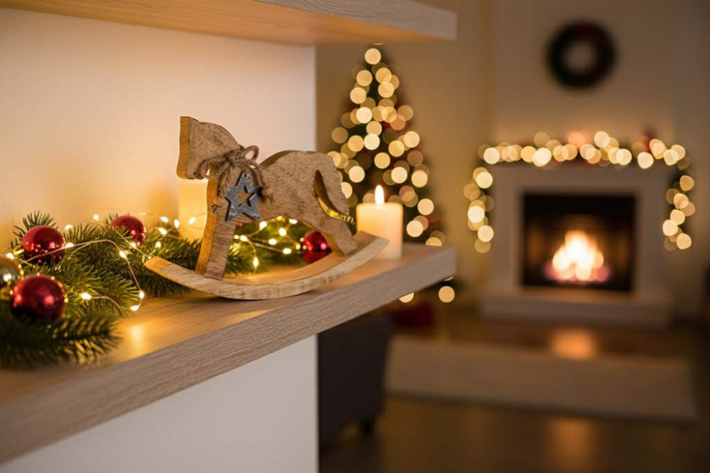 Dekoratives Schaukelpferd aus Mangoholz – rustikales Holzspielzeug als Geschenkidee