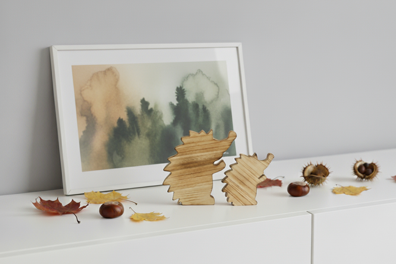 Handgefertigter Holz-Igel geflammtes Design – ideale Deko für Herbst/Winter; jetzt sichern