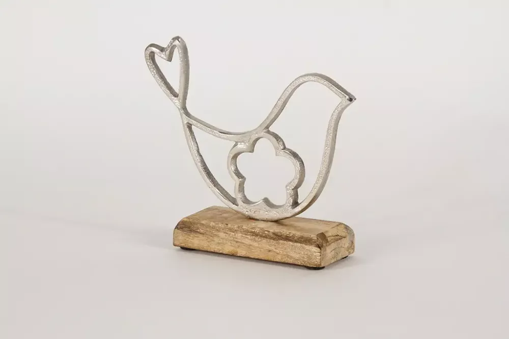 Deko Vogel aus Metall auf Holz – fröhlich verspieltes Accessoire. Jetzt im Shop entdecken & bestellen!