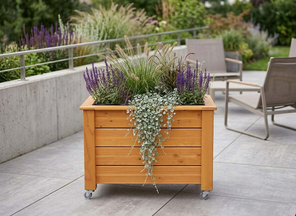 Pflanzkübel aus Holz Douglasie geölt 190 Liter