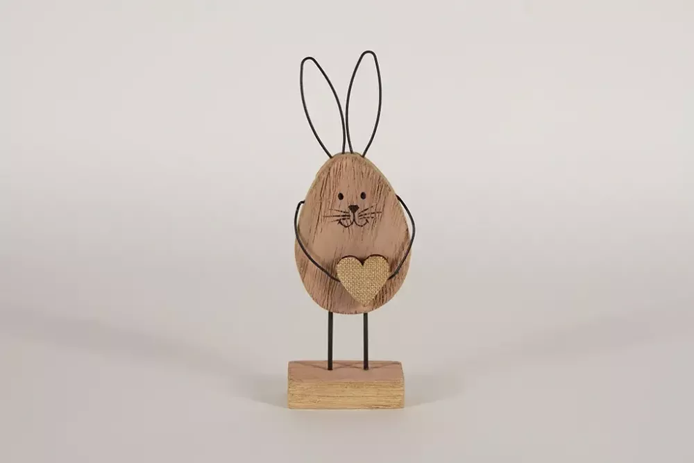Hase aus Holz und Metall rosa