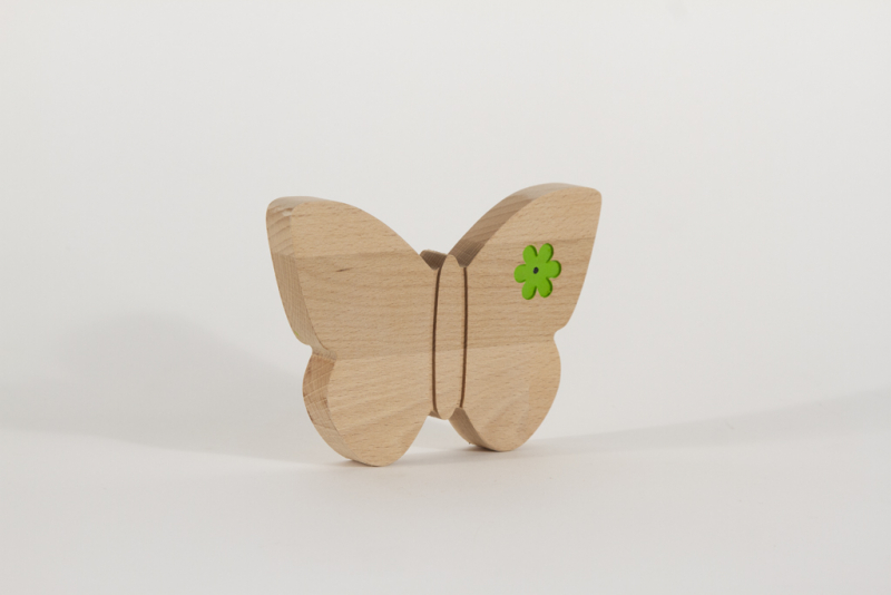 Schmetterling aus Holz Buche greun