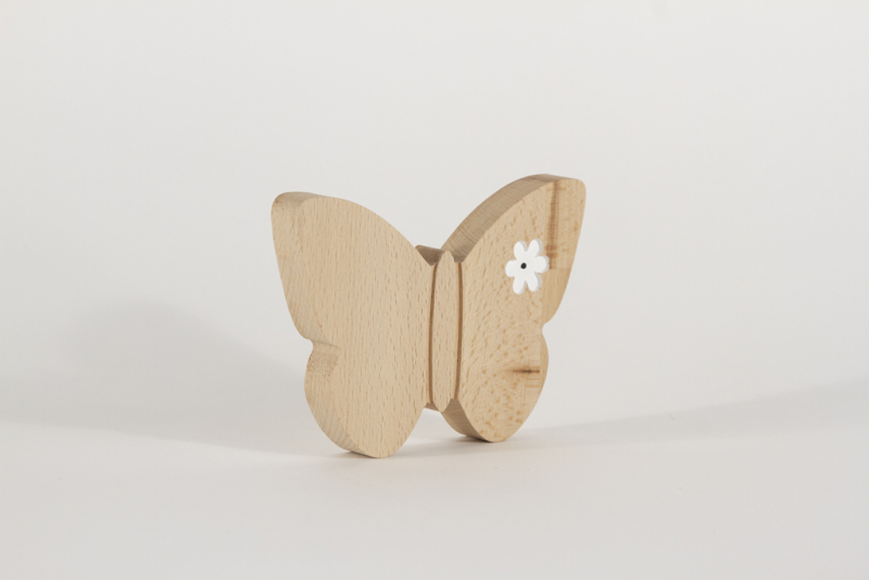 Schmetterling aus Holz Buche weiss