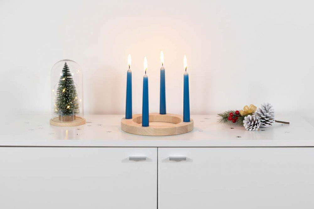 Adventskranz aus Buchenholz – natürliche Weihnachtsdekoration
