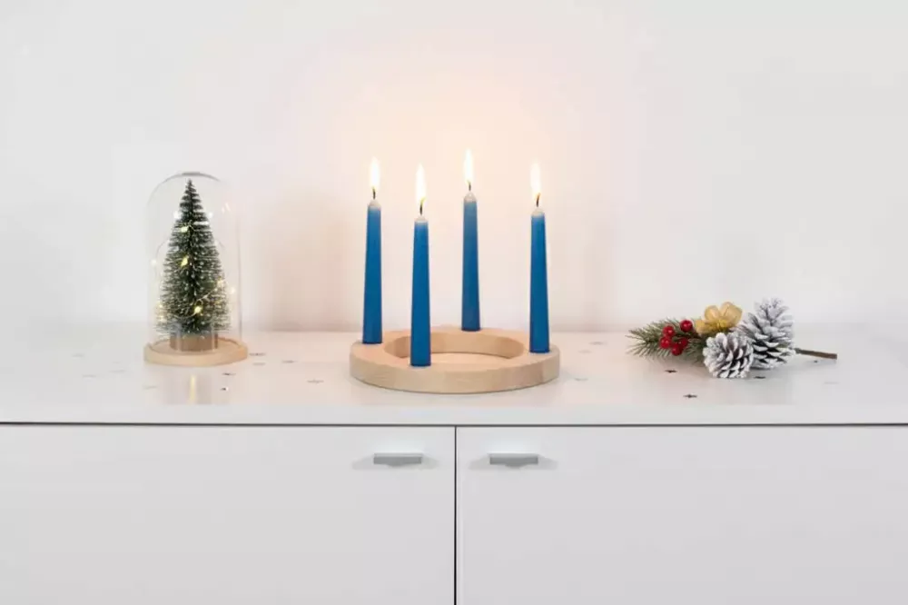Adventskranz aus Buchenholz – natürliche Weihnachtsdekoration