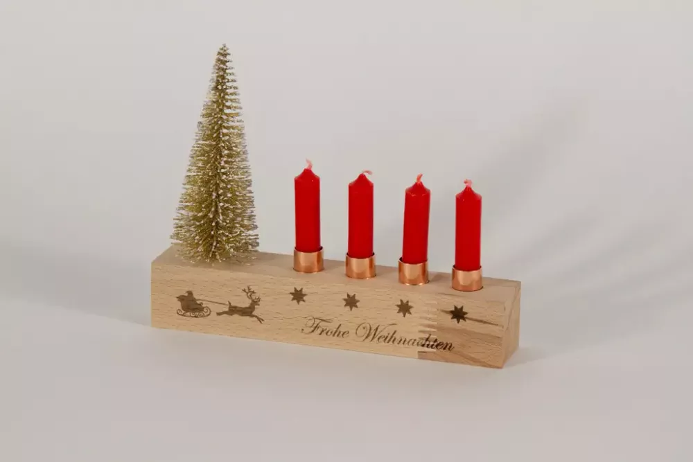 Stilvoller Kerzenhalter Advent aus Buche Holz – perfekte Weihnachtsdekoration