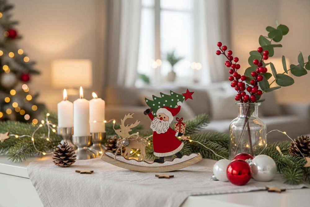 Schaukel-Nikolaus aus Holz – nostalgische Weihnachtsdekoration