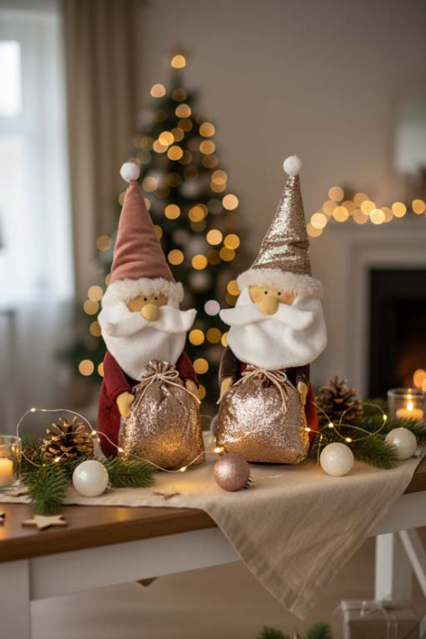 Weihnachtsfigur Nikolaus aus Textil – ideale Deko für Regal oder Fensterbank