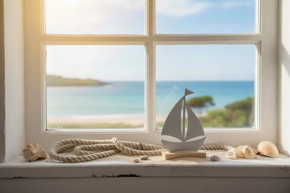 Segelboot Deko aus Metall auf Holz – maritimes Wohnaccessoire für Zuhause und Büro