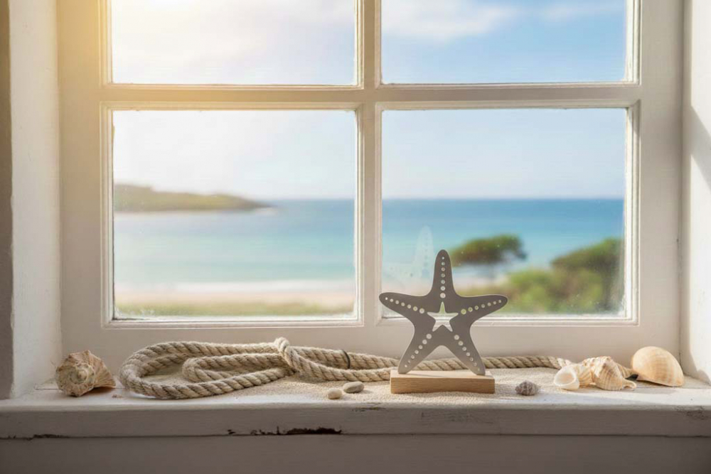 Maritimer Seestern aus Metall auf Holz – stilvolle Deko für Wohnzimmer und Büro