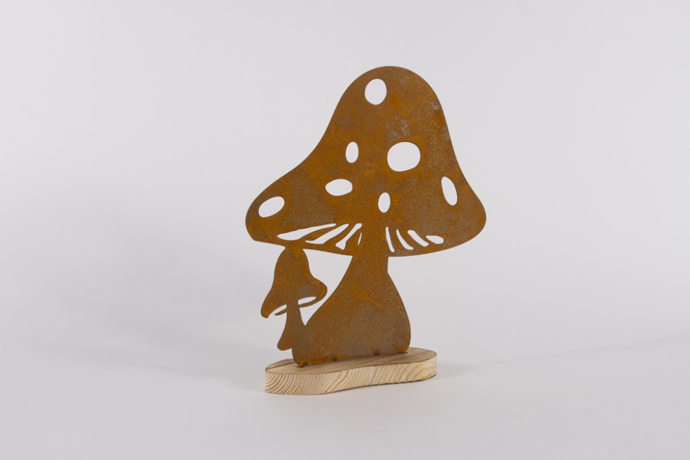 Rustikaler Metallpilz mit Rostfinish für Herbst- und Winterdeko