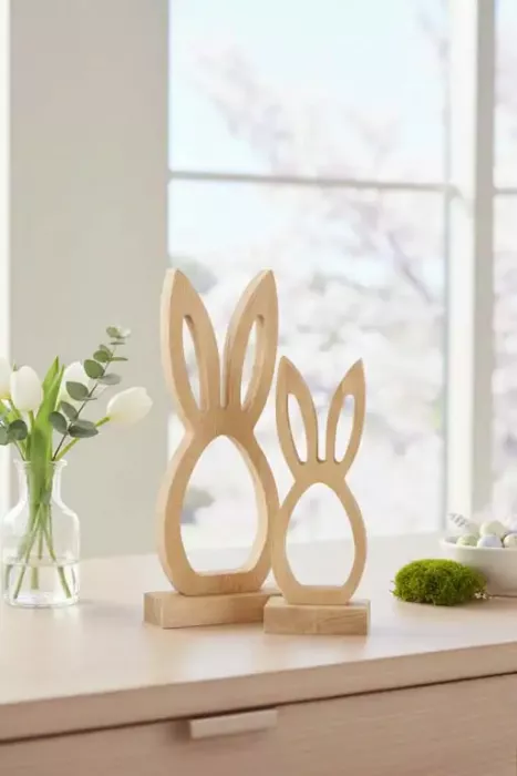 Osterhase aus Holz Silhouette Buche