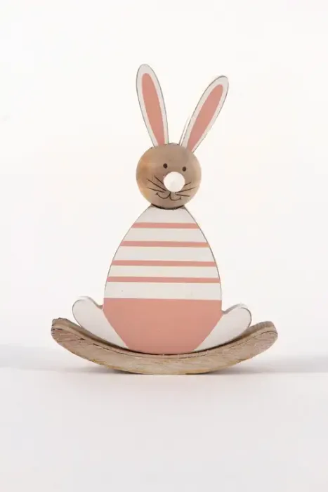 Dekorativer Osterhase auf Schaukel handgefertigt Holz Geschenkidee Ostern