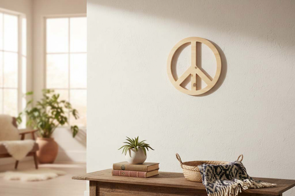 Peacezeichen aus Holz 38cm natur