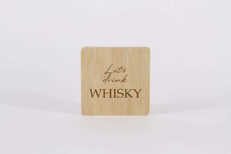 Untersetzer Holz Bambus Lets drink Whisky eckig