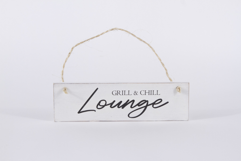 Deko Schild aus Holz Grill und Chill Lounge