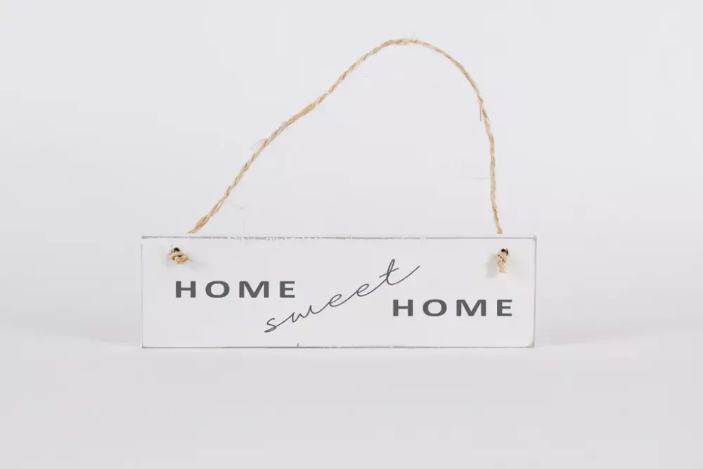 Rustikales Deko-Schild „Home Sweet Home“ aus Holz – handgefertigte Vintage-Wanddekoration mit Juteband