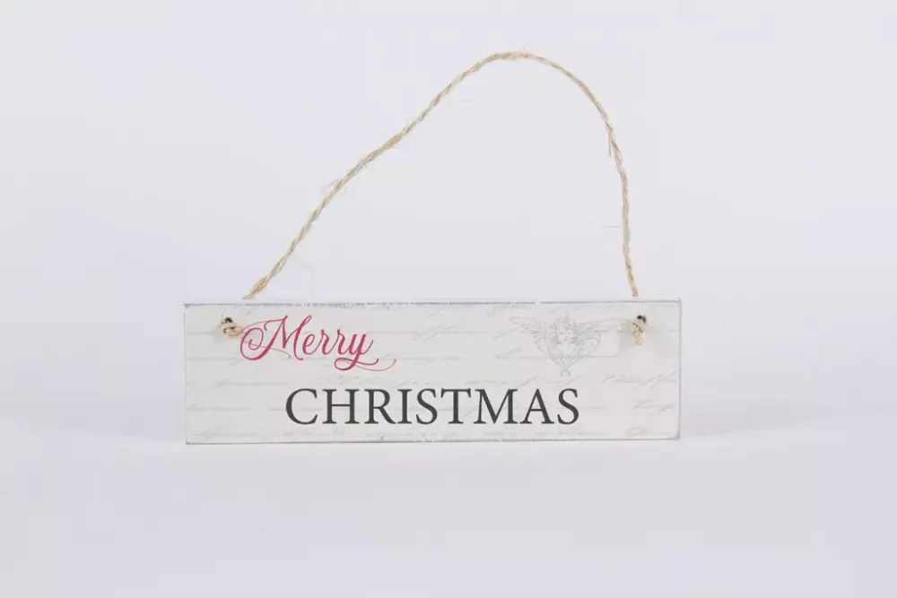 Handgefertigtes Holz‑Deko‑Schild Merry Christmas Vintage weiß‑rot‑grau