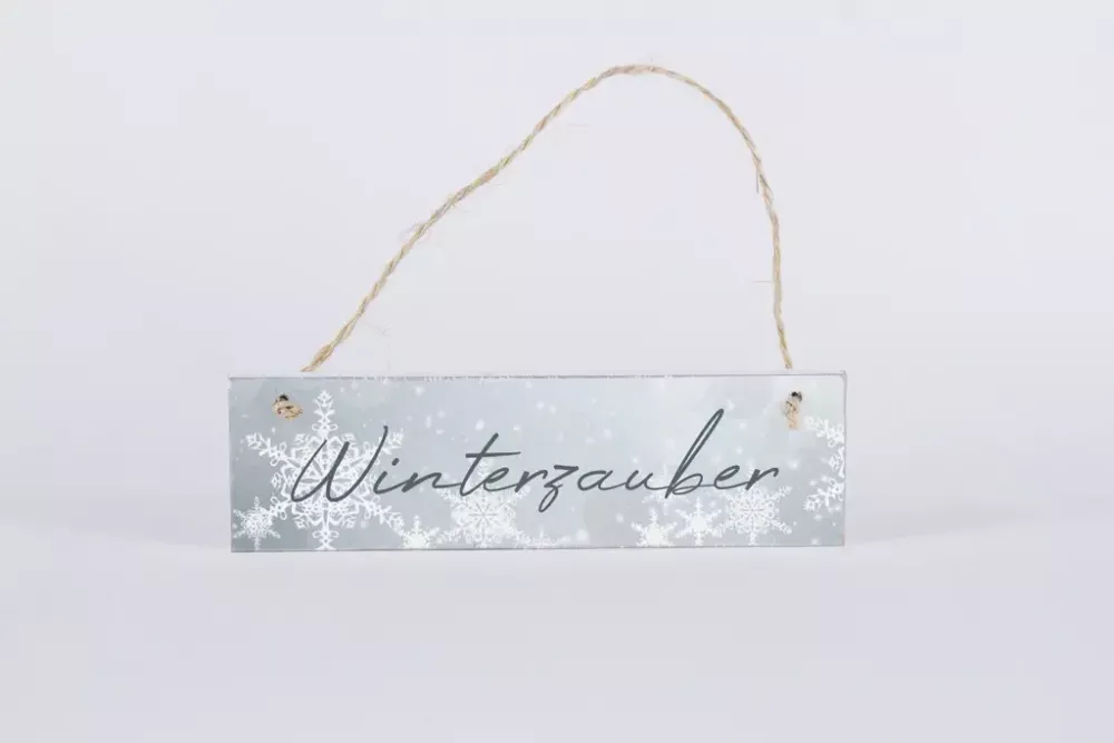 Handgefertigtes Holz‑Deko‑Schild Winterzauber Vintage Design weiß‑grau