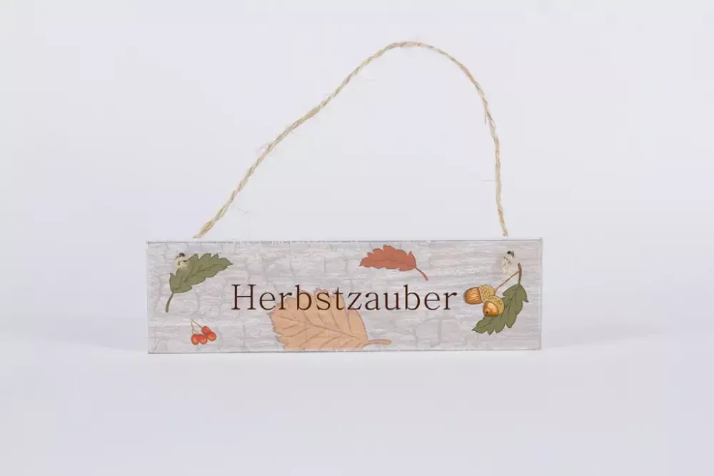 Rustikales Holz Deko-Schild mit Aufschrift Herbstzauber – herbstliche Gartendeko