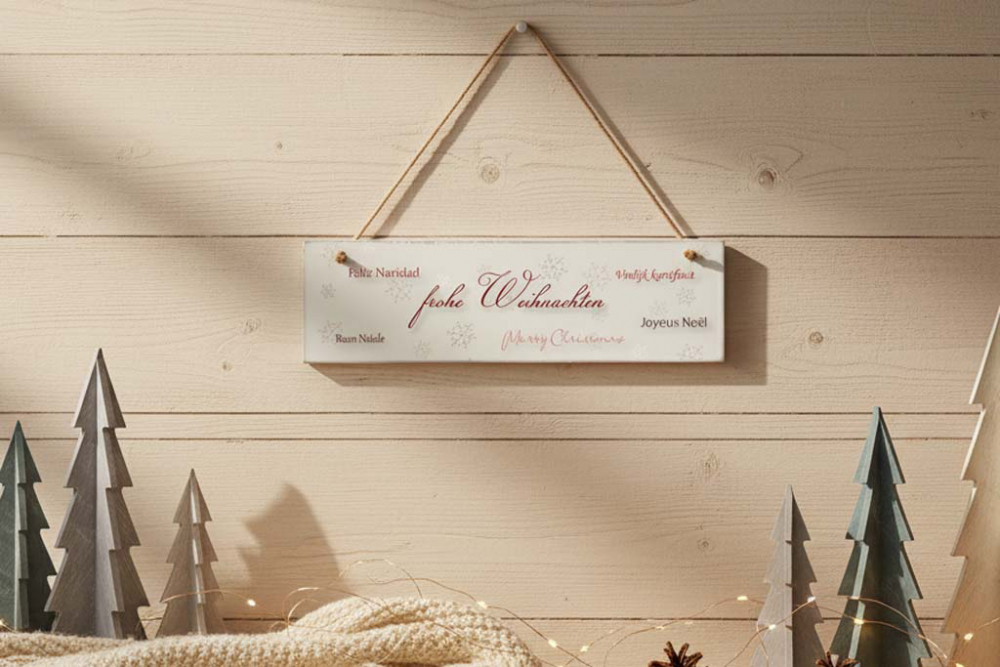Holz Deko Schild Frohe Weihnachten rustikal Wanddeko