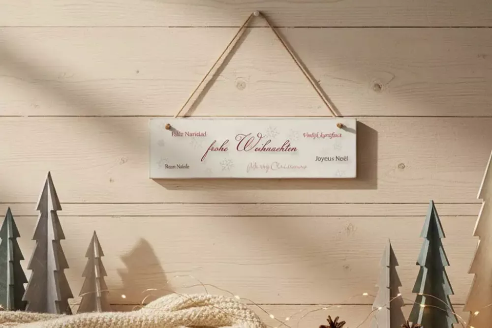 Holz Deko Schild Frohe Weihnachten rustikal Wanddeko
