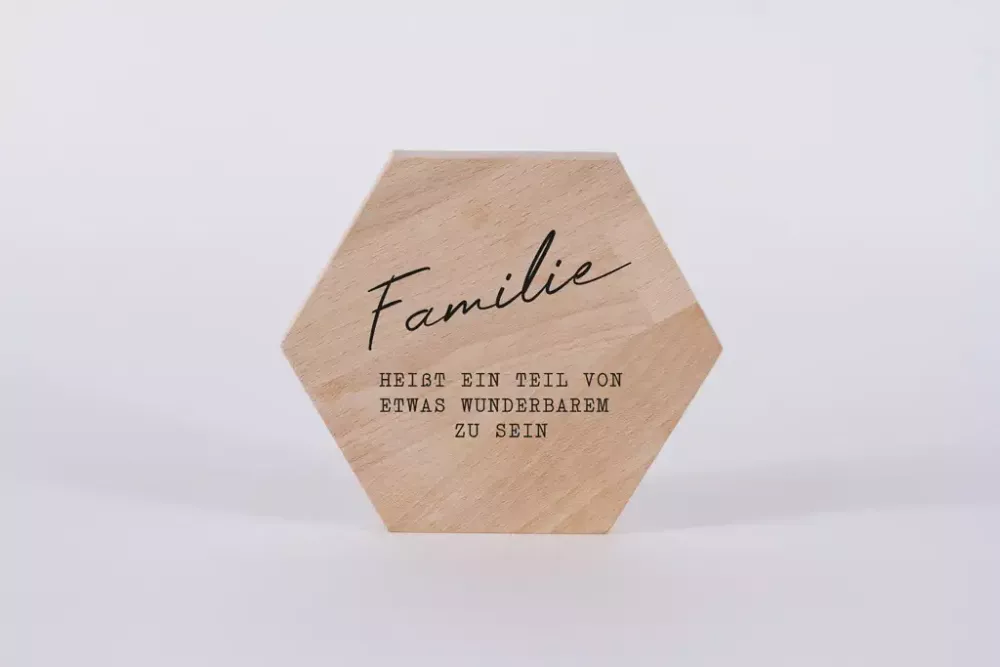 Holzbild Familie Heißt ein Teil 15cm Buche