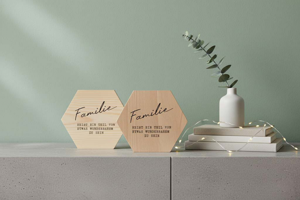 Holzbild Familie Heißt ein Teil 15cm