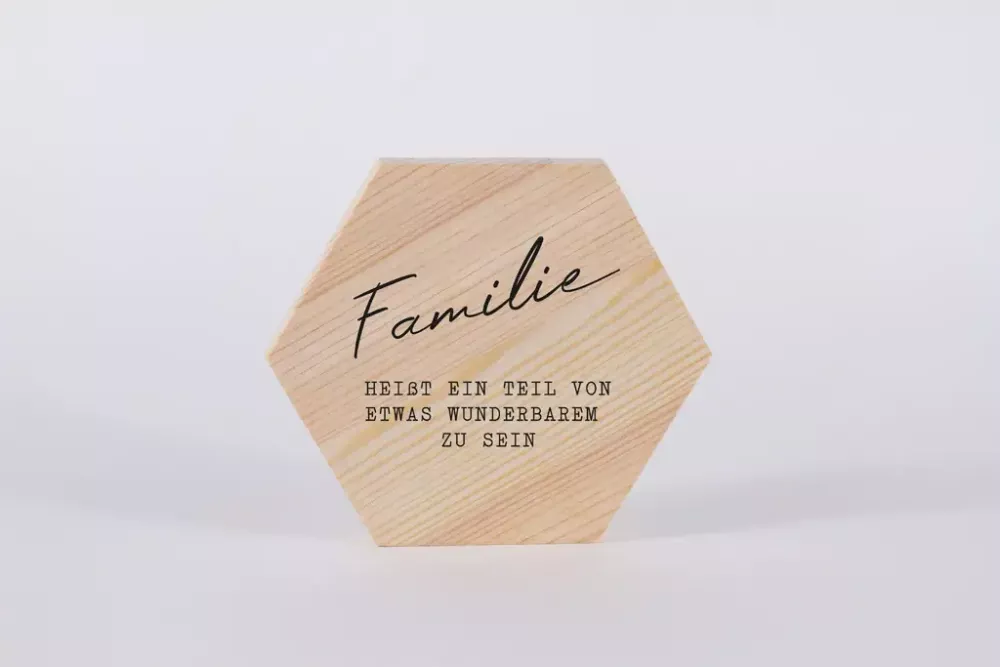 Holzbild Familie Heißt ein Teil 15cm Kiefer