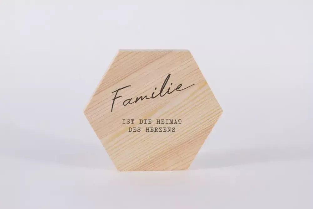 Holzbild Familie ist die Heimat 15cm Kiefer